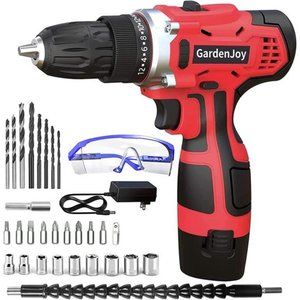 Cordless Power Drill Set: 12V Electric Drill with Fast Charger 3/8-Inch Keyless